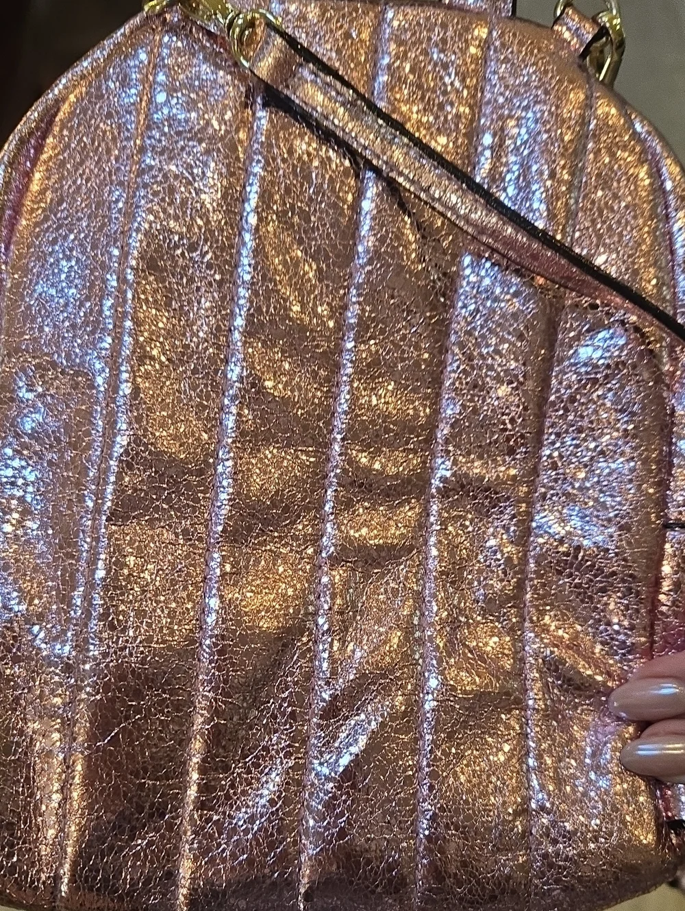Victoria's Secret Metallic Crackled Pink Mini Backpack